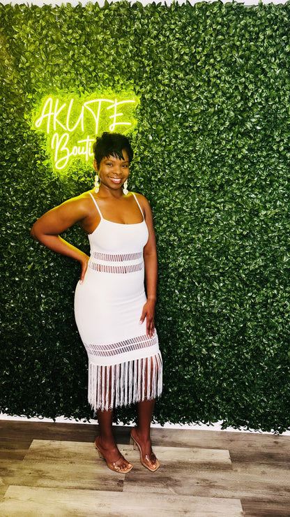 White Fringe Dress